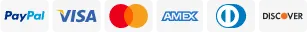 PayPal, Visa, Mastercard, Amex, Discover